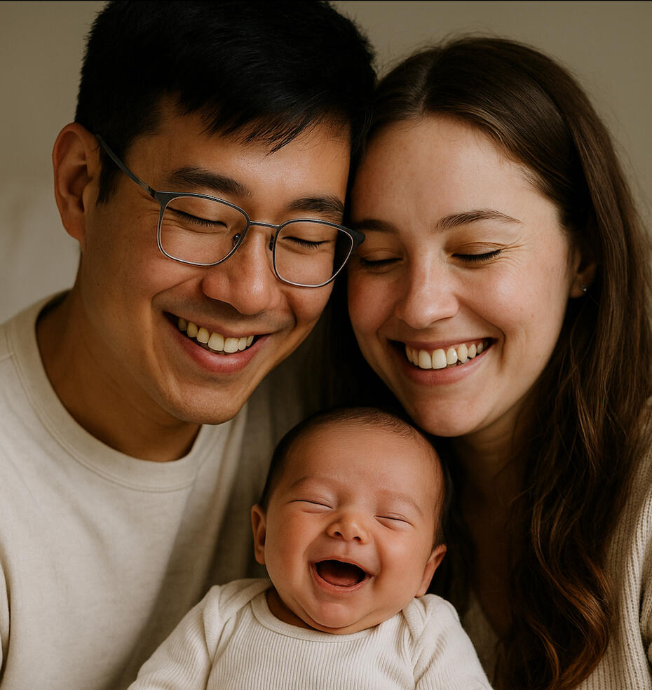 A family viewing archived memories